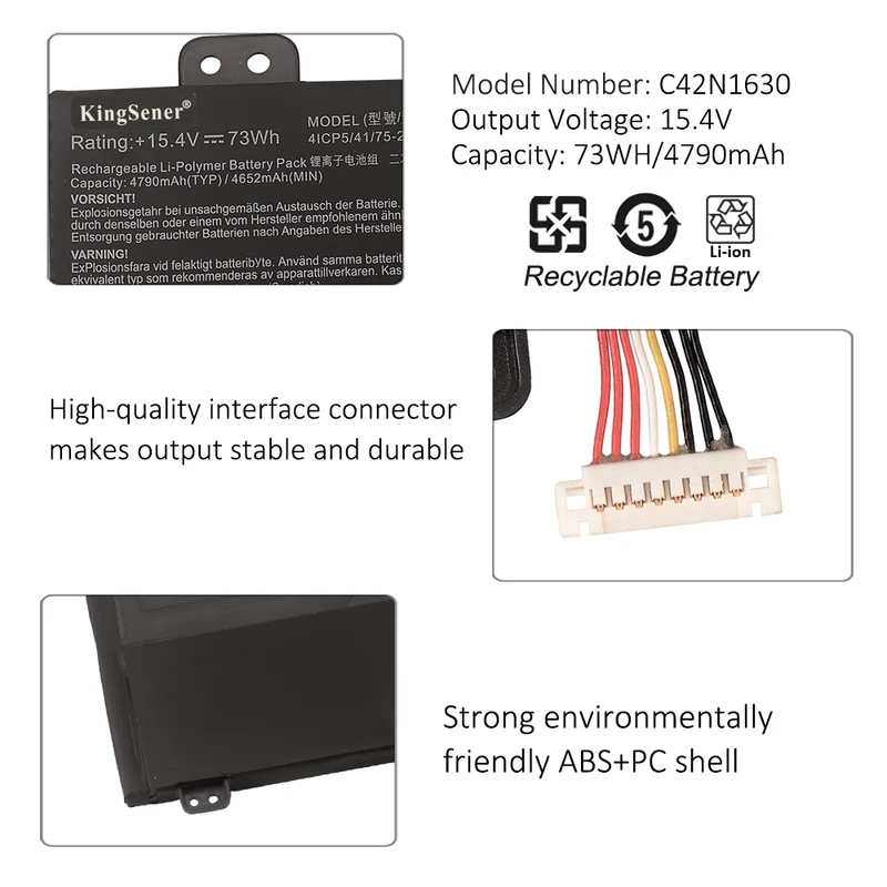 C42N1630 Replacement Battery For Asus Zenbook Pro UX550VE UX550VE-1A UX550VE-BN013T XH71 Series