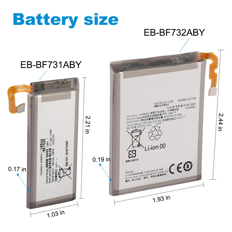 EB-BF732ABY Replacement Battery for Samsung Galaxy Z Flip 5 5G SM-F731B (Main Battery)