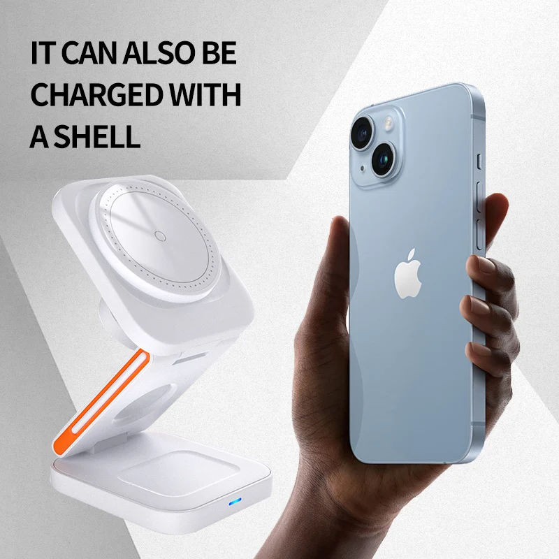 Multi-Angle 3-in-1 Foldable MagSafe Charge Stand – Fast Charge iPhone/AirPods/Watch