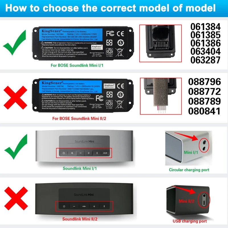 EU 061384 Speaker Battery 061385 061386 063404 063287 For BOSE SoundLink Mini I