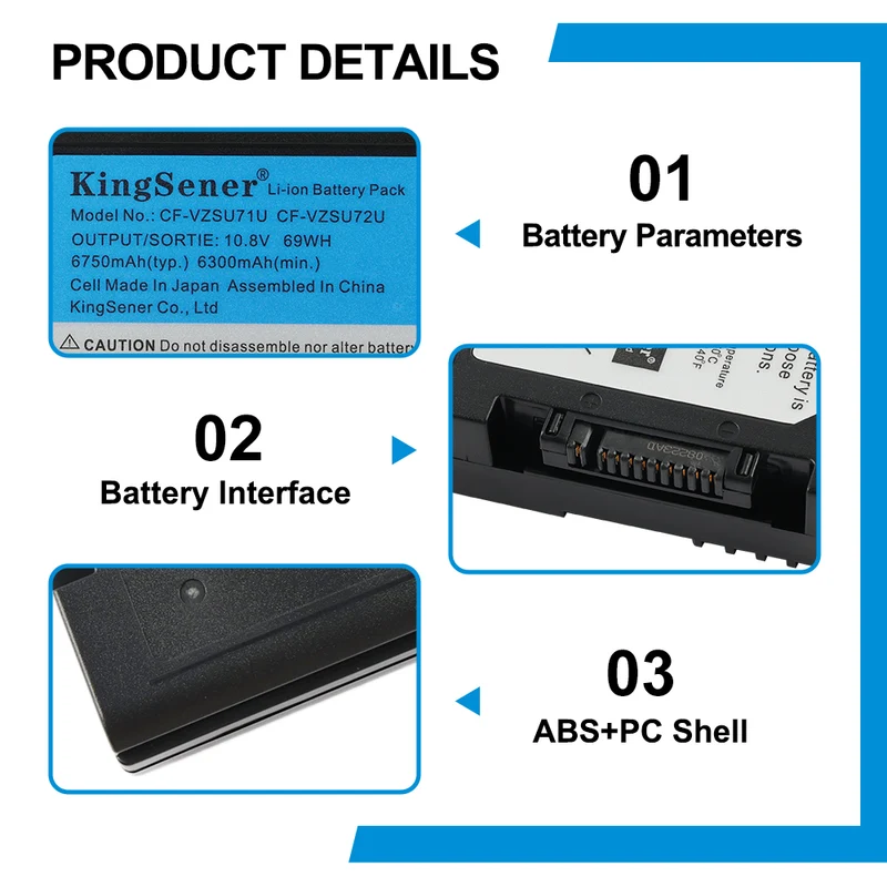 CF-VZSU71U Replacement Battery for Panasonic Toughbook CF-30 CF-31 CF-53 — 10.8V 69Wh