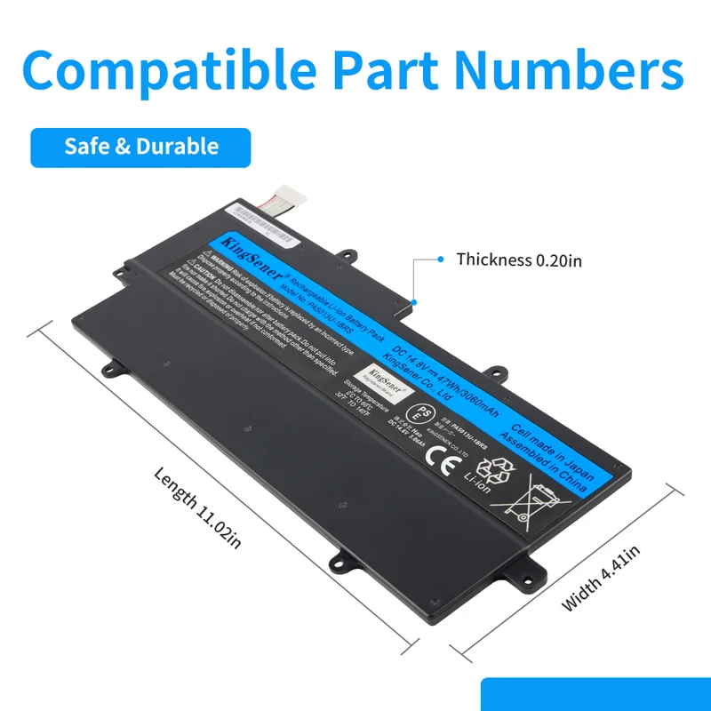 PA5013U-1BRS Battery for Toshiba Portege Z830 Z835 Z930 Z935 Ultrabook — 14.8V 47Wh