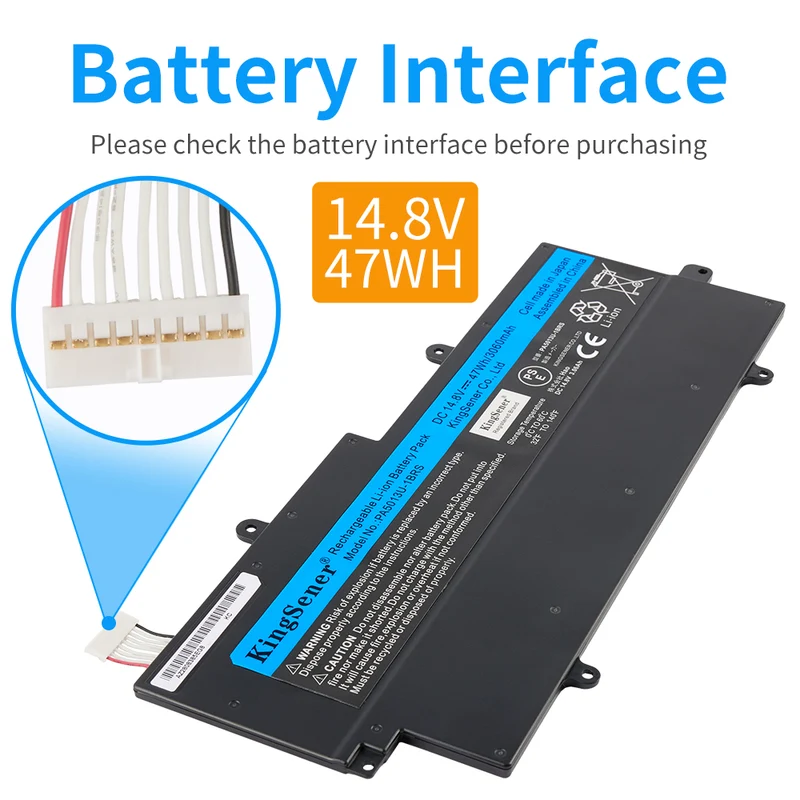 PA5013U-1BRS Battery for Toshiba Portege Z830 Z835 Z930 Z935 Ultrabook — 14.8V 47Wh