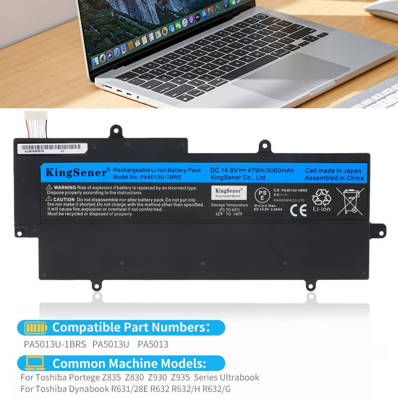 PA5013U-1BRS Battery for Toshiba Portege Z830 Z835 Z930 Z935 Ultrabook — 14.8V 47Wh