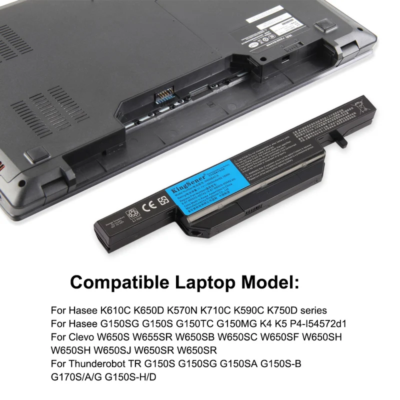 W650BAT-6 Battery for Hasee K610C K650D G150SG & Clevo W650S — 11.1V 48.84Wh / 62.16Wh