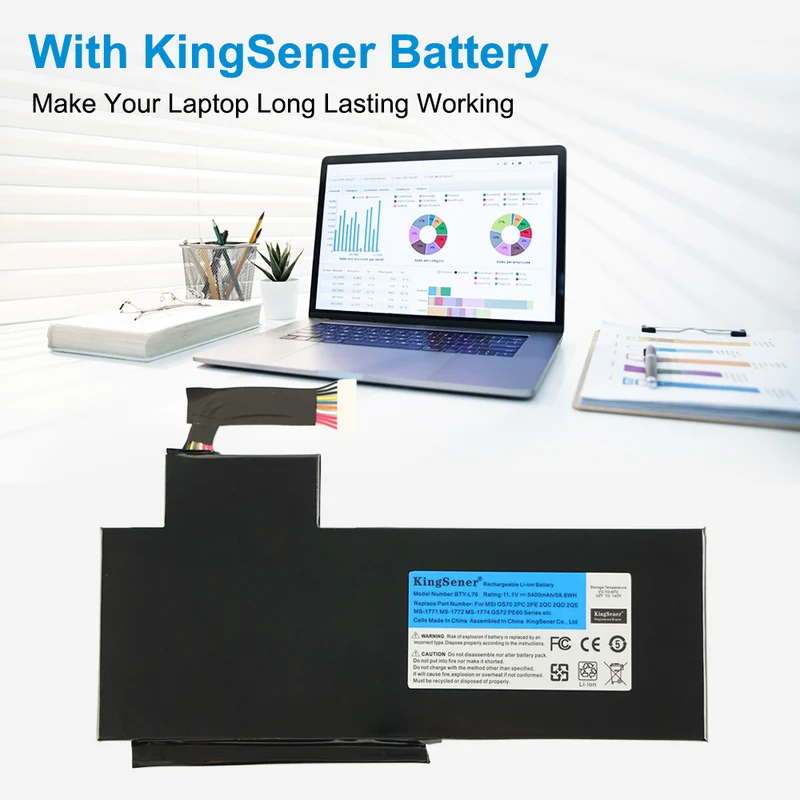 BTY-L76 Laptop Battery For MSI GS70 2OD 2PC 2PE 2QC 2QD 2QE GS72 MS-1771 MS-1772 MS-1773 MS-1774 MEDION X7613 MD98802 | KingSener