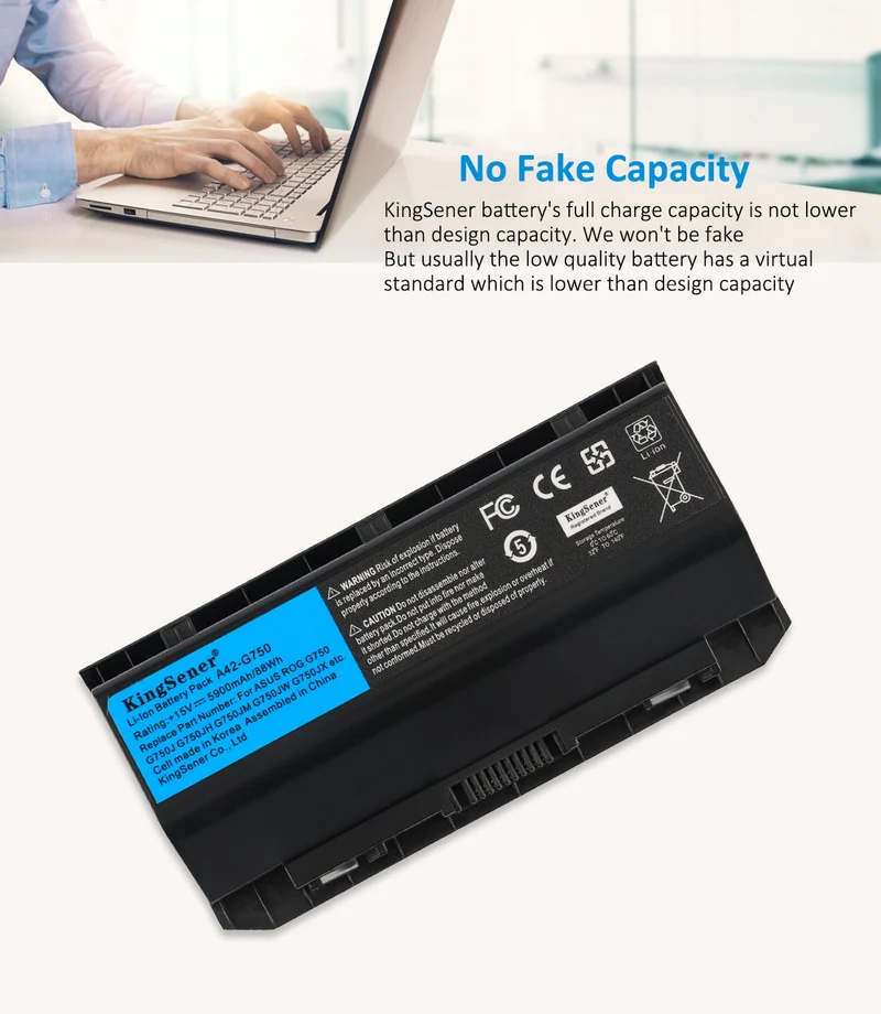 A42-G750 Laptop Battery for ASUS ROG G750 G750J G750JH G750JM G750JS G750JW G750JX G750JZ Series 5900mAh 15V 88WH | KingSener