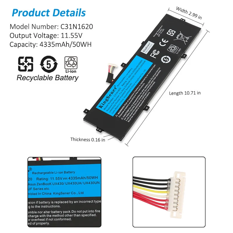 C31N1620 Laptop Battery for Asus ZenBook UX430 UX430UQ UX430UQ-GV015T PRO | EU Stock