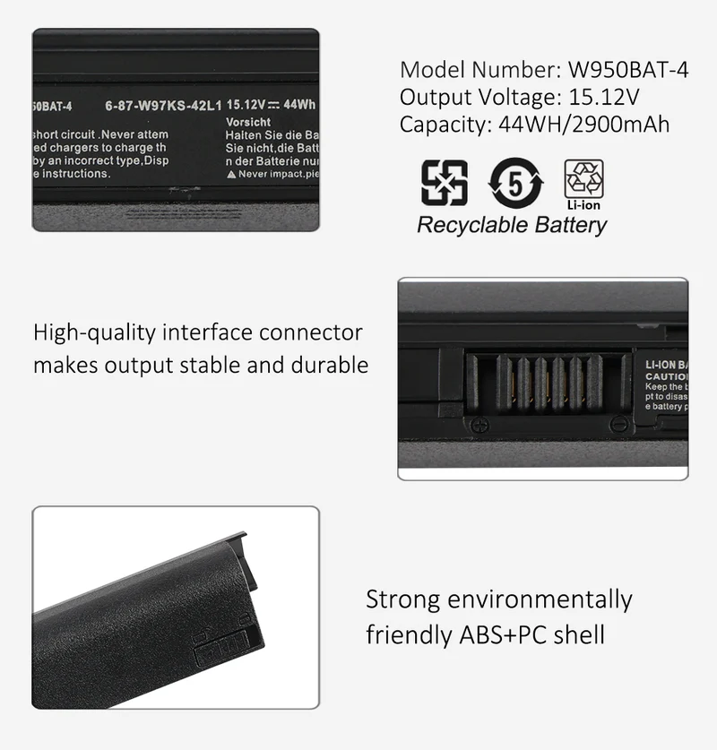 W950BAT-4 Replacement Battery for Clevo W940JU W940LU W950JU W950TU | EU Stock