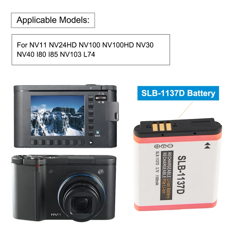 SLB-1137D Replacement Camera Battery For Samsung NV11 NV100 NV30 NV40 I80 I85 NV103