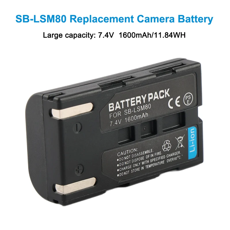 SB-LSM80 Replacement Camera Battery For Samsung SC-D263 D351 D353 D362 D363 D364 D365