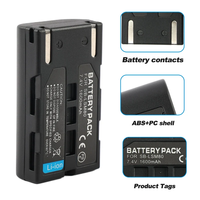 SB-LSM80 Replacement Camera Battery For Samsung SC-D263 D351 D353 D362 D363 D364 D365