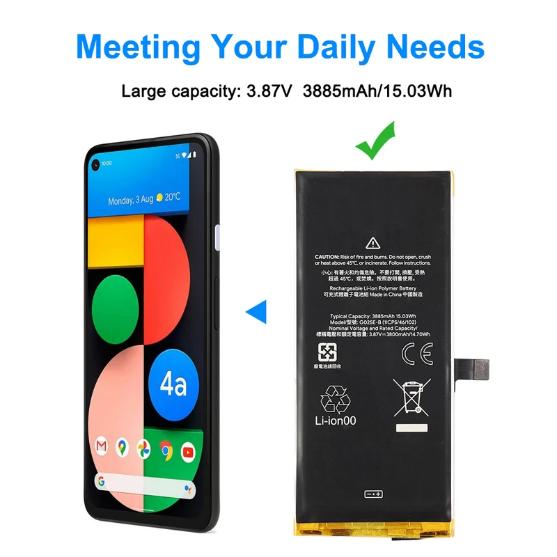 G025E-B Replacement Battery For Google Pixel 4A 5G