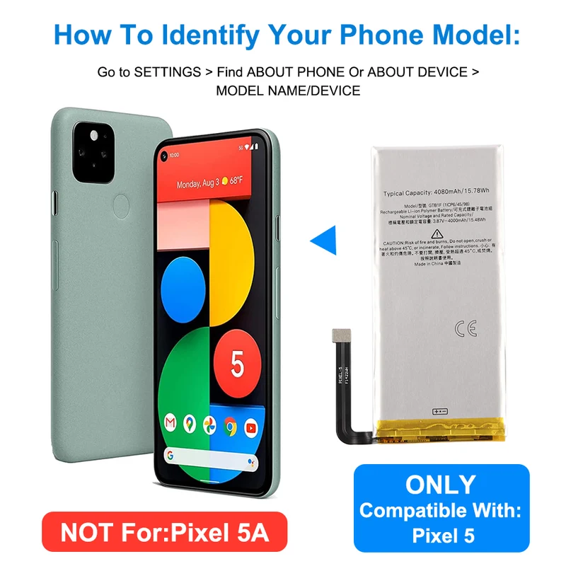 GTB1F Replacement Battery For Google Pixel 5