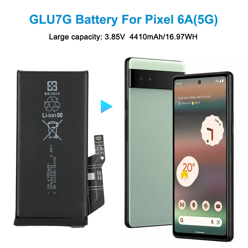 GLU7G Replacement Battery For Google Pixel 6A GX7AS GB62Z G1AZG