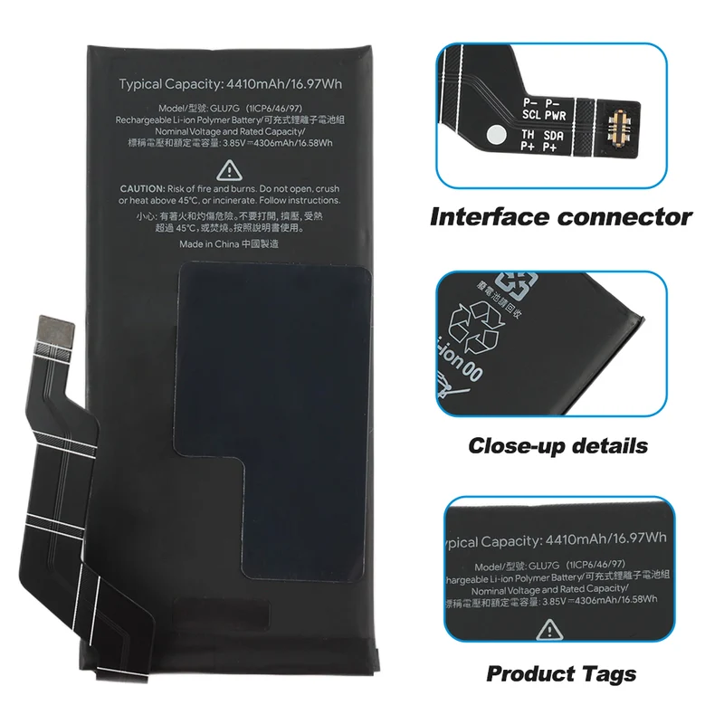 GLU7G Replacement Battery For Google Pixel 6A GX7AS GB62Z G1AZG