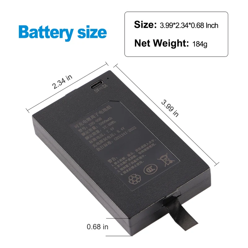 Replacement Battery C+ C- 0 P- P+ 5000mAh For Smart Door Lock ZNS-09B