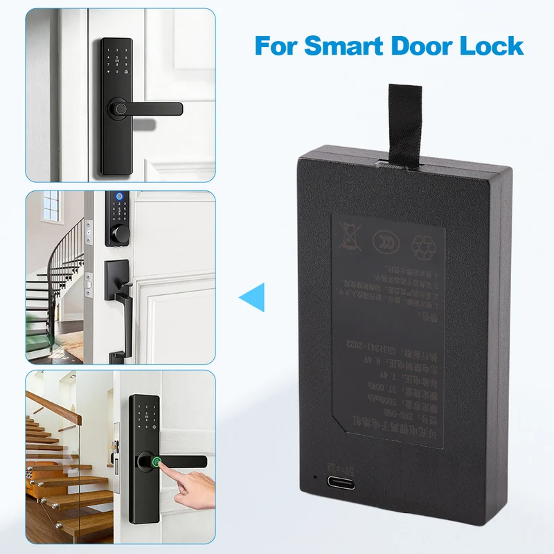 Replacement Battery C+ C- 0 P- P+ 5000mAh For Smart Door Lock ZNS-09B