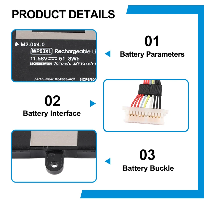 WP03XL Battery for HP EliteBook 830/835/840 G9 G10 - 51.3WH Li-ion