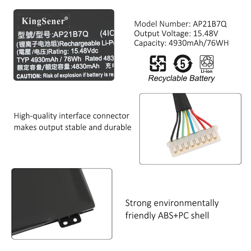 AP21B7Q Battery for Acer Predator Triton 300 SE - 76WH Li-ion Replacement