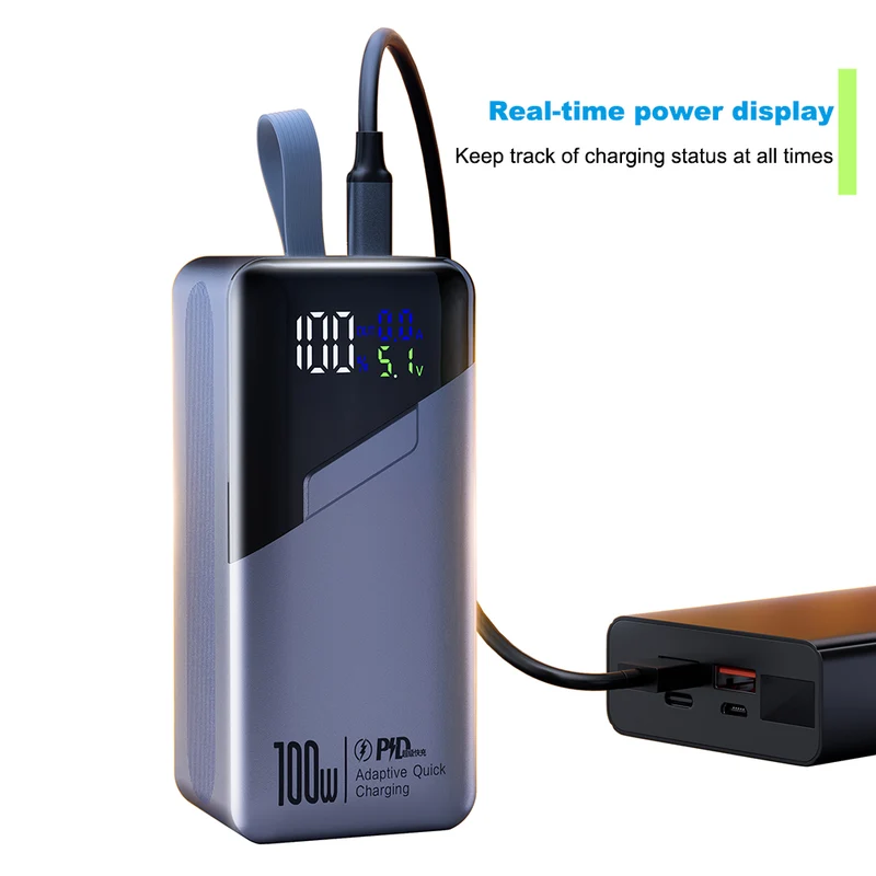20000mAh Portable Laptop Power Bank PD100W High Power Super Fast Charging Built-in Data Cable