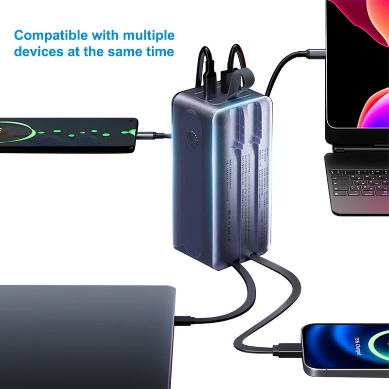 20000mAh Portable Laptop Power Bank PD100W High Power Super Fast Charging Built-in Data Cable