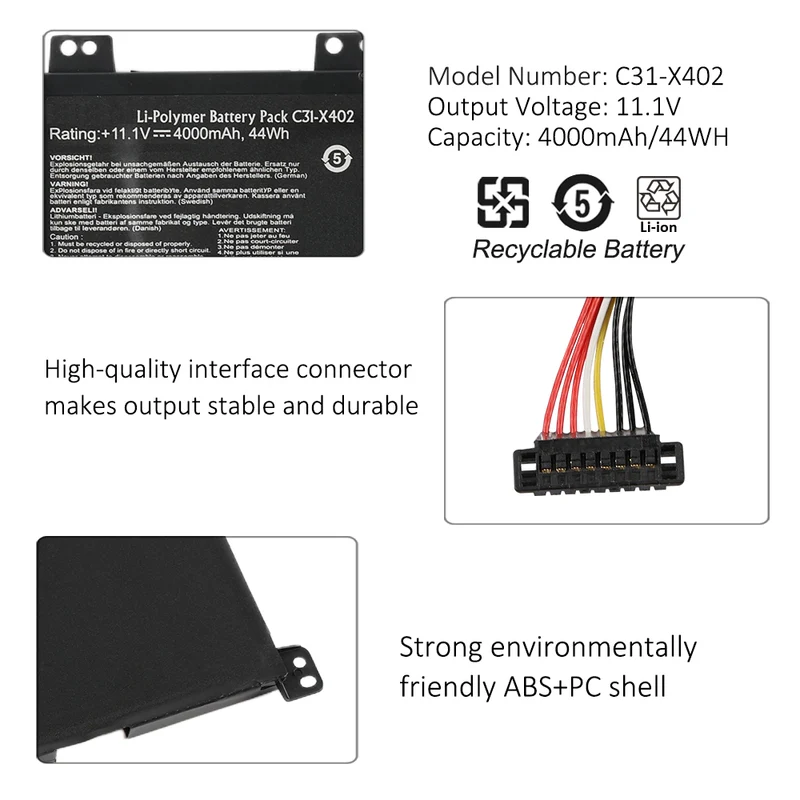C31-X402 44WH Laptop Battery For ASUS VivoBook S300 S400