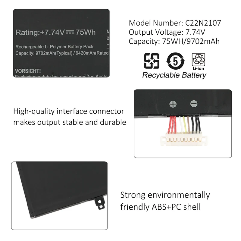 C22N2107 75WH Laptop Battery For Asus ZenBook 14 OLED UX3402