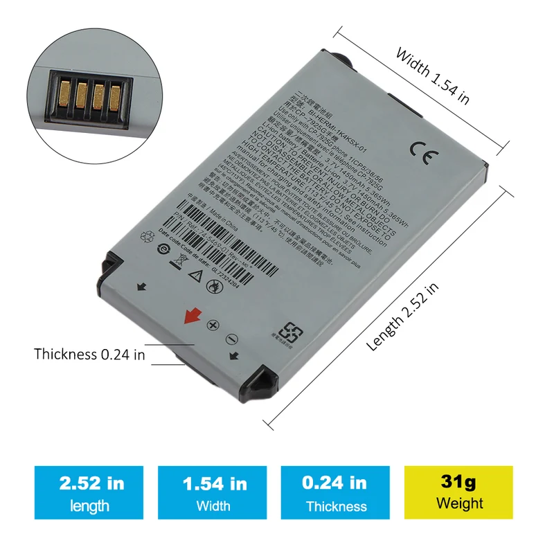 BI-HERMI-1K4KSX-01 Replacement battery For Cisco CP-7925G