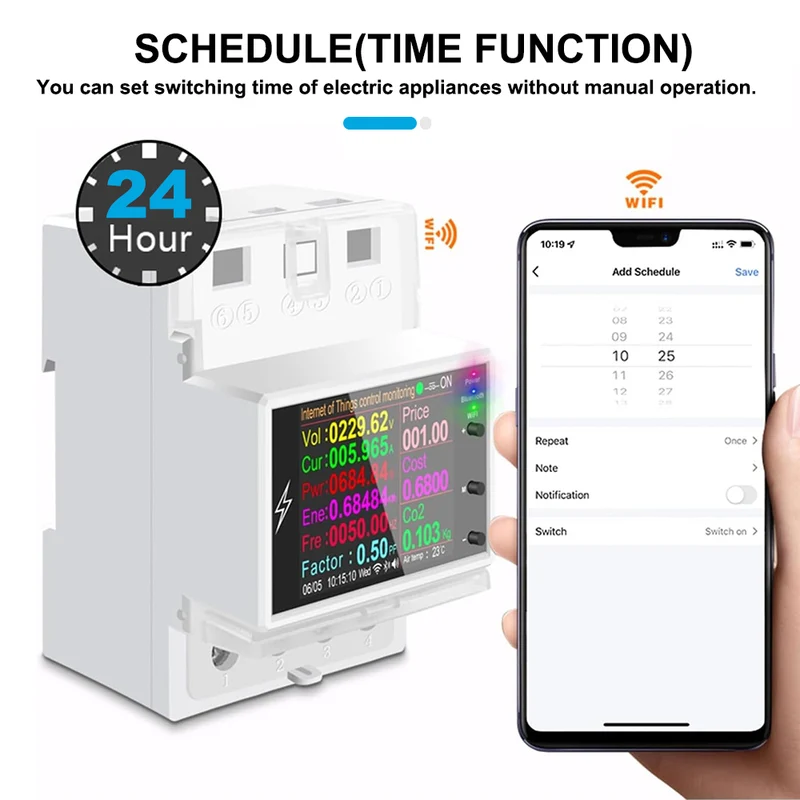 UAMOU AT4PW 100A Power Monitor Fit for Tuya Din Rail Smart Switch Remote Control AC