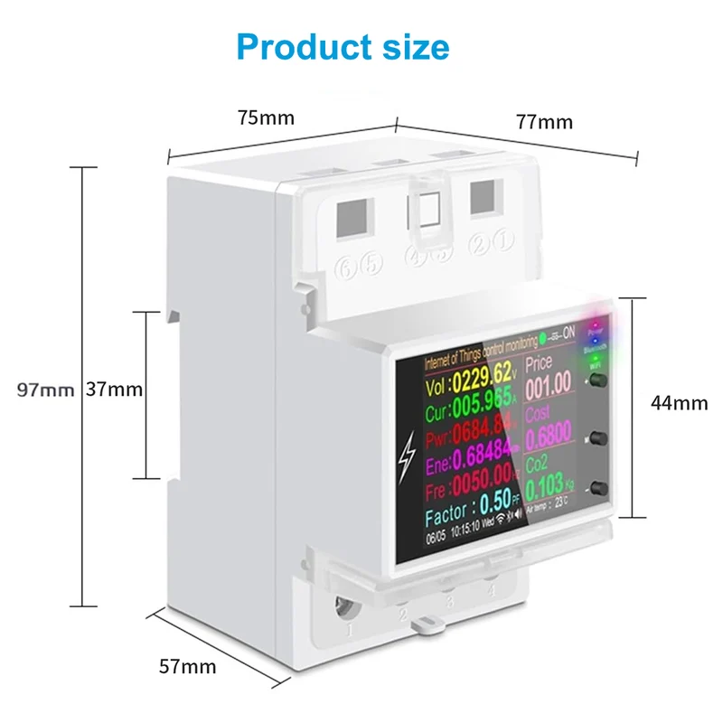 UAMOU AT4PW 100A Power Monitor Fit for Tuya Din Rail Smart Switch Remote Control AC