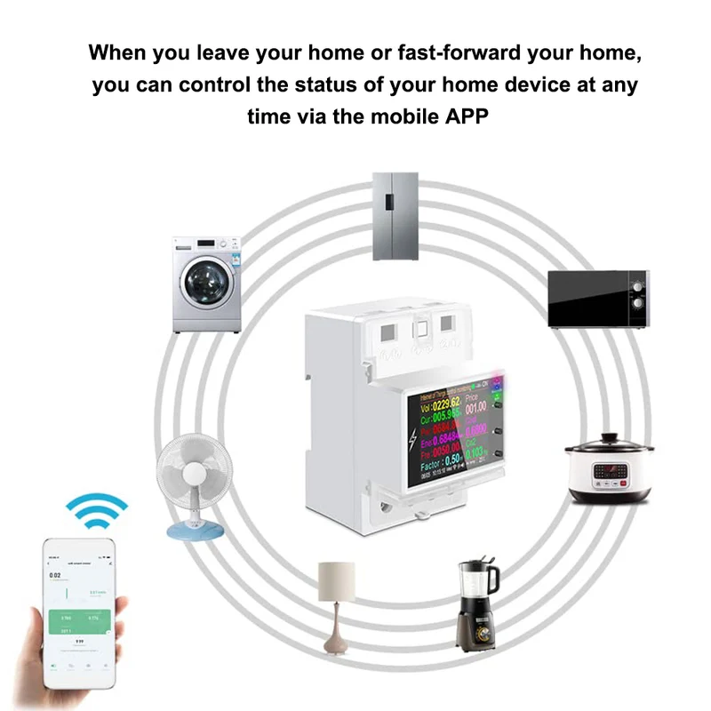 UAMOU AT4PW 100A Power Monitor Fit for Tuya Din Rail Smart Switch Remote Control AC