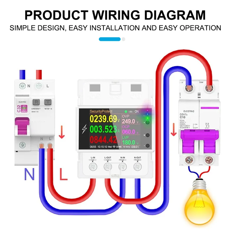UAMOU AT4PW 100A Power Monitor Fit for Tuya Din Rail Smart Switch Remote Control AC