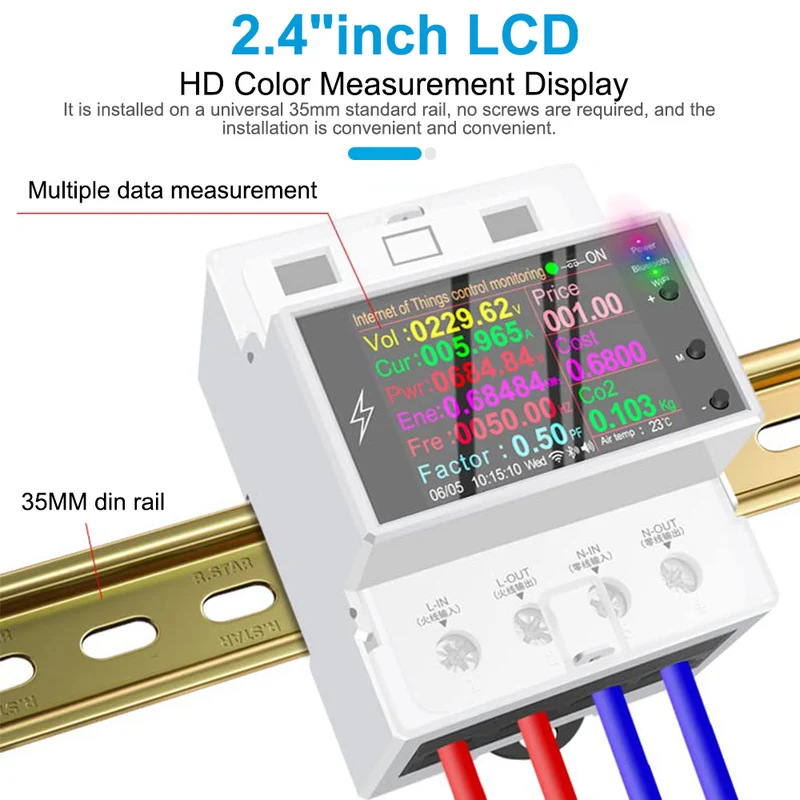 UAMOU AT4PW 100A Power Monitor Fit for Tuya Din Rail Smart Switch Remote Control AC