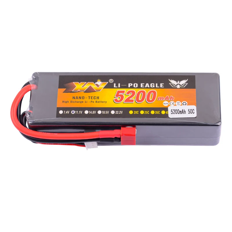 Hard shell RC lithium battery 3S 11.1V 5200mAh 50C model 1/10 remote control car
