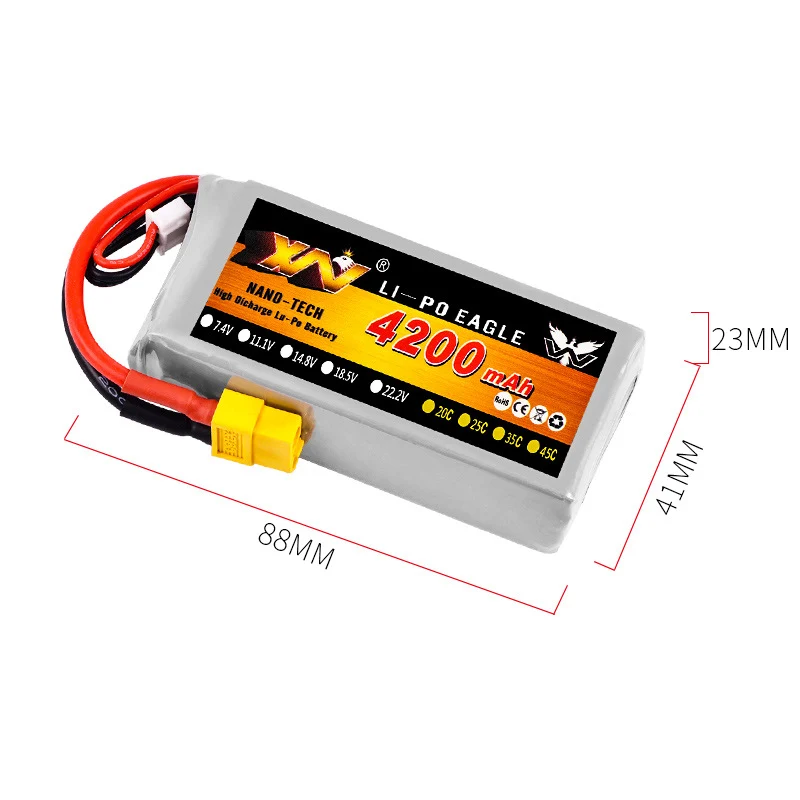 12428 12429 144001 Remote Control Car 7.4V 4200MAH large capacity upgraded Lipo Battery