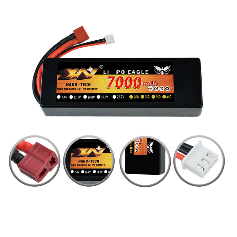 7.4V 3300 4200 5200 7000 large capacity RC remote control car model hard shell lithium battery 2S