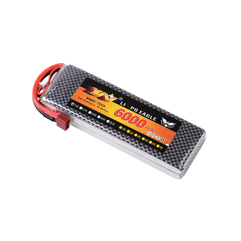 Aircraft model lipo battery 7.4V 6000mAh 60C 2S car model aircraft model ship model high rate
