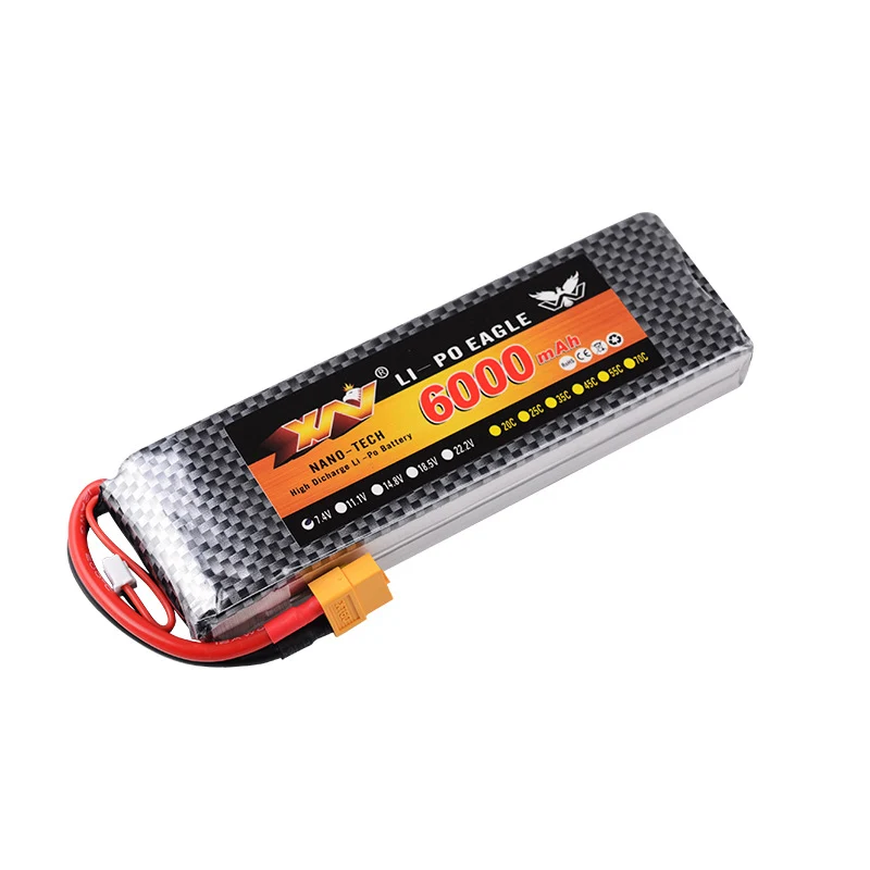 Aircraft model lipo battery 7.4V 6000mAh 60C 2S car model aircraft model ship model high rate