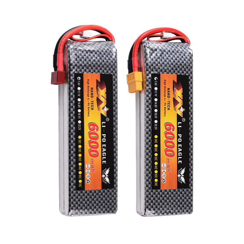 Aircraft model lipo battery 7.4V 6000mAh 60C 2S car model aircraft model ship model high rate