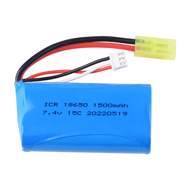 7.4V 1500mAh lithium battery for Weili 12402a 12428 high speed remote control car cylindrical 18650