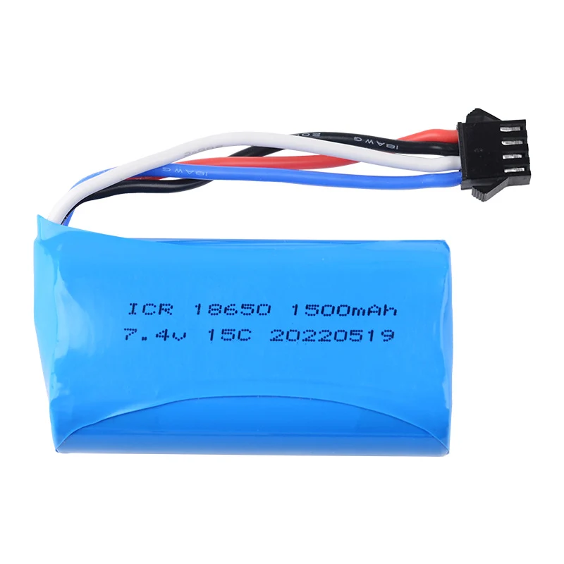 7.4V 1500mAh lithium battery for Weili 12402a 12428 high speed remote control car cylindrical 18650