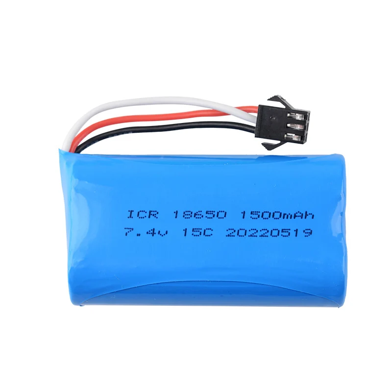 7.4V 1500mAh lithium battery for Weili 12402a 12428 high speed remote control car cylindrical 18650