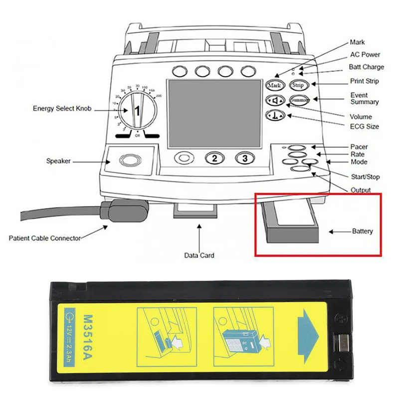 12V 2AH Defibrillator Monitor Battery For Philips Heartstart XL M4735A