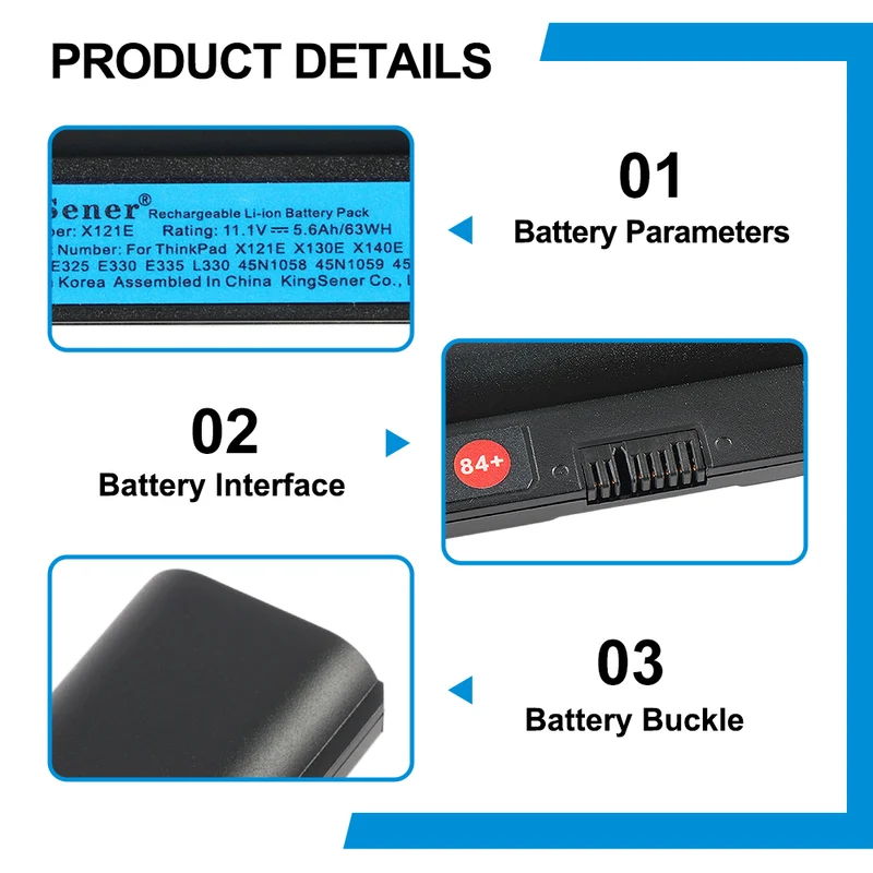 X121E X130E Battery for Lenovo ThinkPad E120 E125 E130 E135 E145 E320 E325 E330 — 11.1V 63Wh