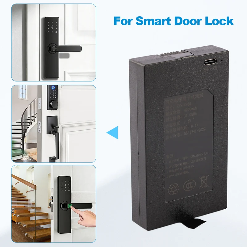 Replacement Battery C+C- P-P+ For Smart Door Lock ZNS-09B1 4200mAh