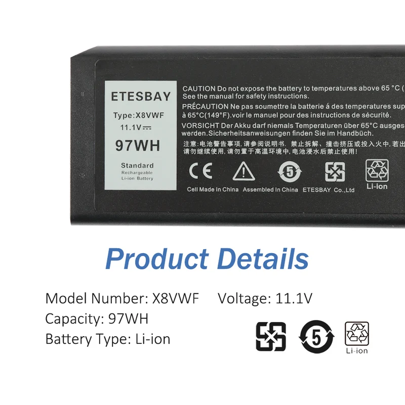 X8VWF Laptop Battey For Dell DKNKD 4XKN5 04XKN5 05XT3V 09FN4