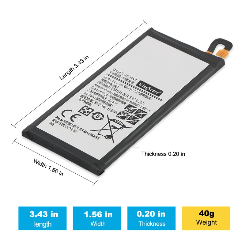 Replacement Phone Battery for Samsung A520 EB-BA520ABE