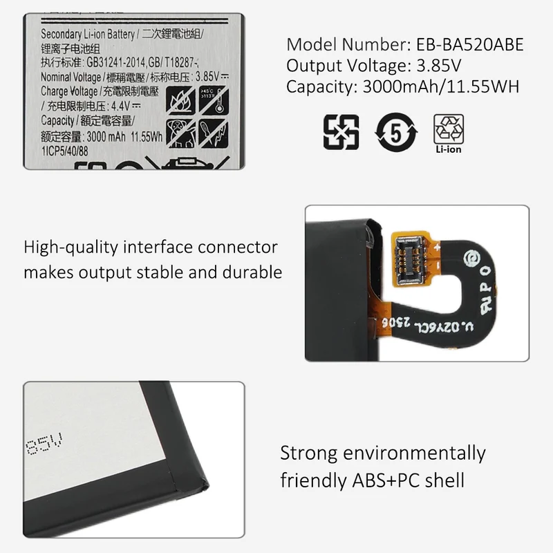 Replacement Phone Battery for Samsung A520 EB-BA520ABE