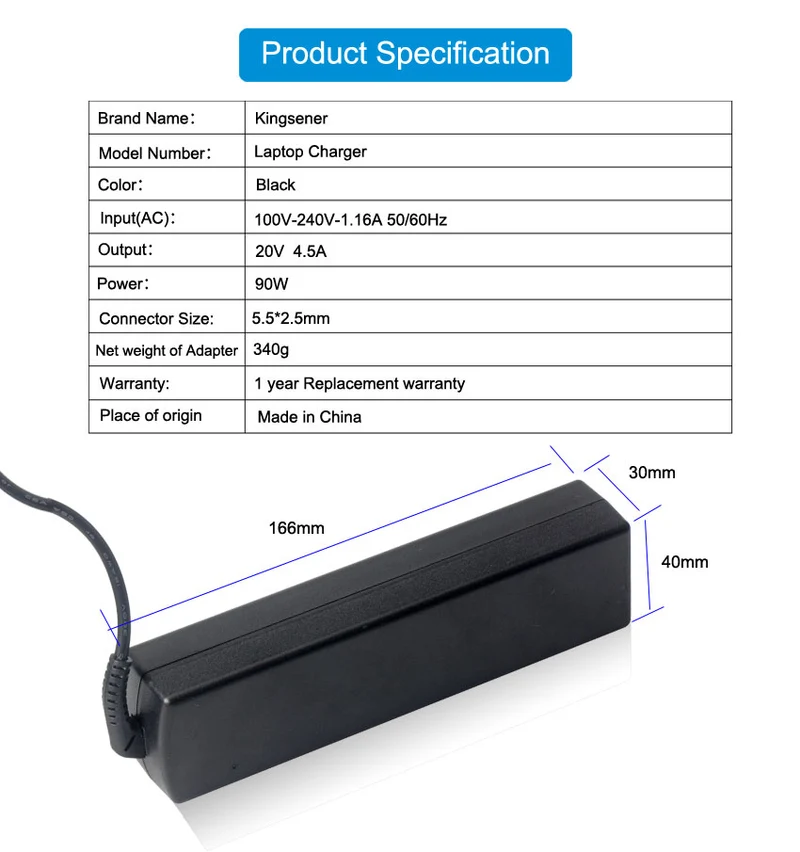 20V 4.5A 90W Laptop Adapter Battery Charger Power Supply for Lenovo G480 G485
